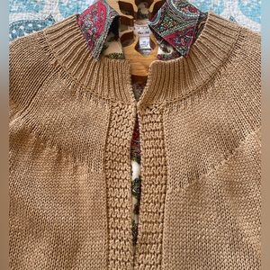 Cropped Dress Barn Tan Cardigan.
